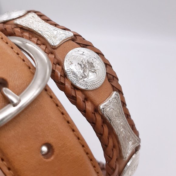 VTG Tony Lama 1 Inch Whipstitch Honey Leather Belt